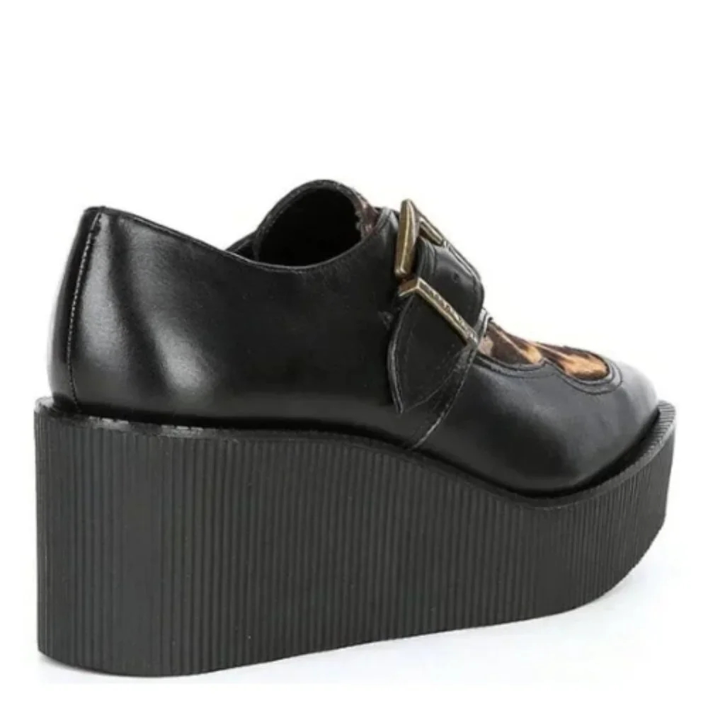 NEW Gianni Bini Slaede Leopard Print Calf Hair Platform Creepers